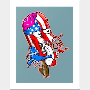 American Flag Ice Pop Monster Posters and Art